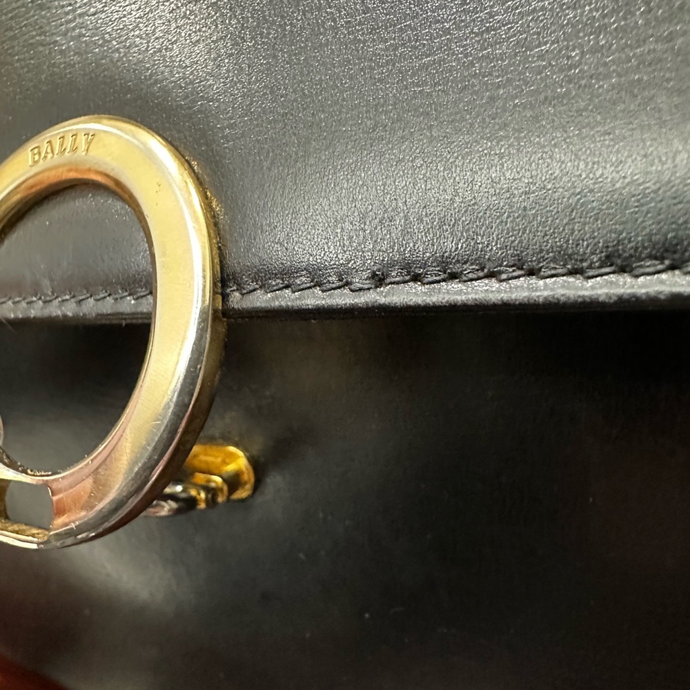 Vintage Bally Black Calfskin Top Handle Bag with Ring Hardware | 60s-70s - Picture 9 of 14
